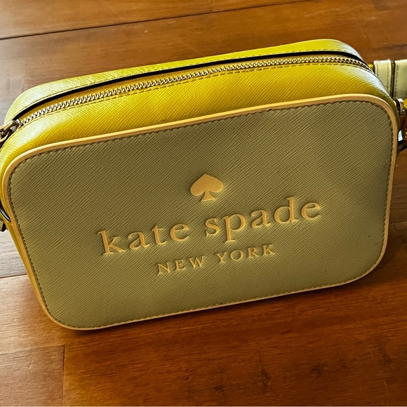 Kate Spade New York OH SNAP COLORBLOCK MINI CAMERA BAG GLOW BLUE GREEN STRIPE - Picture 7 of 8